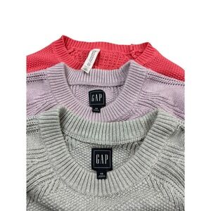 GAP Sweaters Womens Set 3 XS Coral Lavender Green Knit Crewneck Long Sleeve Tops